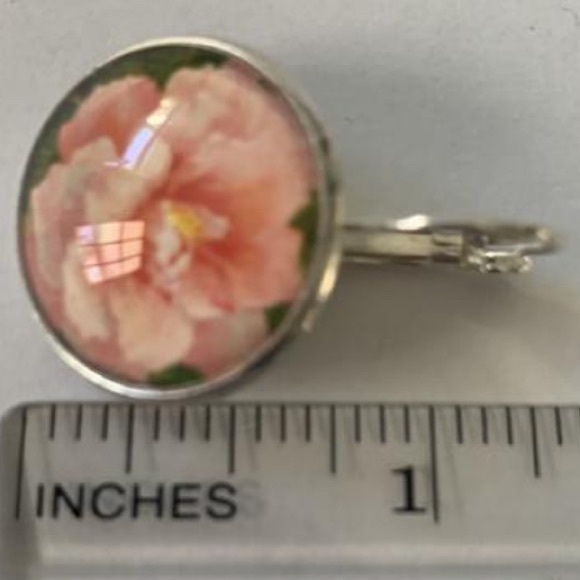Pink peony earrings - Picture 5 of 6